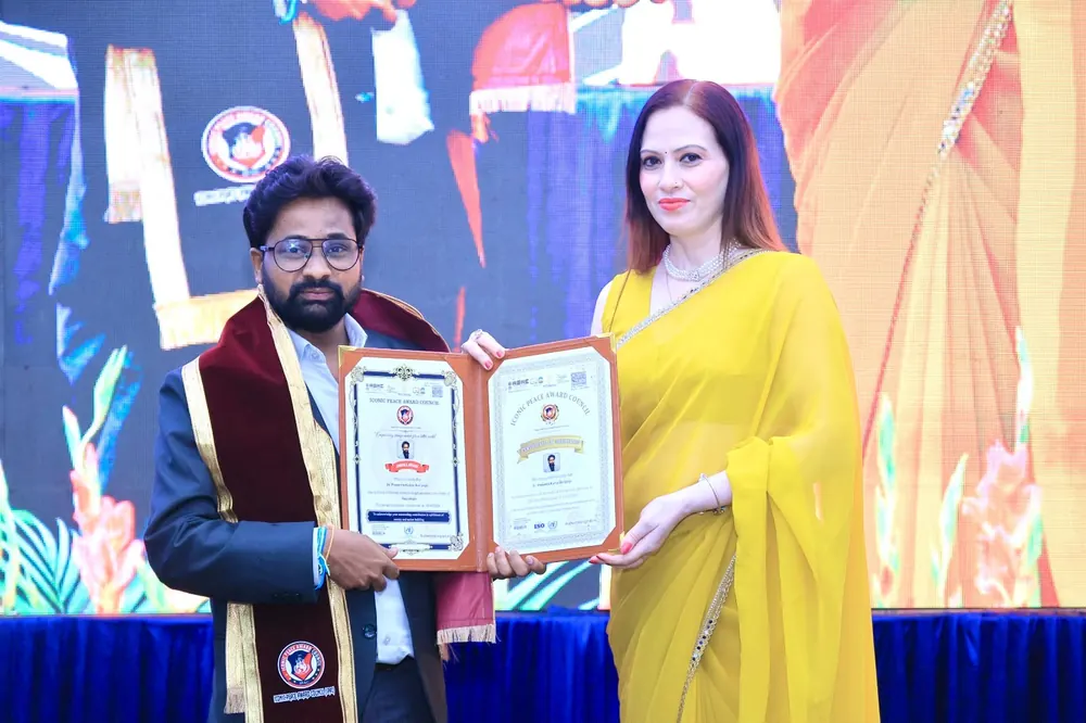 Iconic Peace Award Council doctorate certificate presentation to Dr. Prasanna Kumar Ballipagu