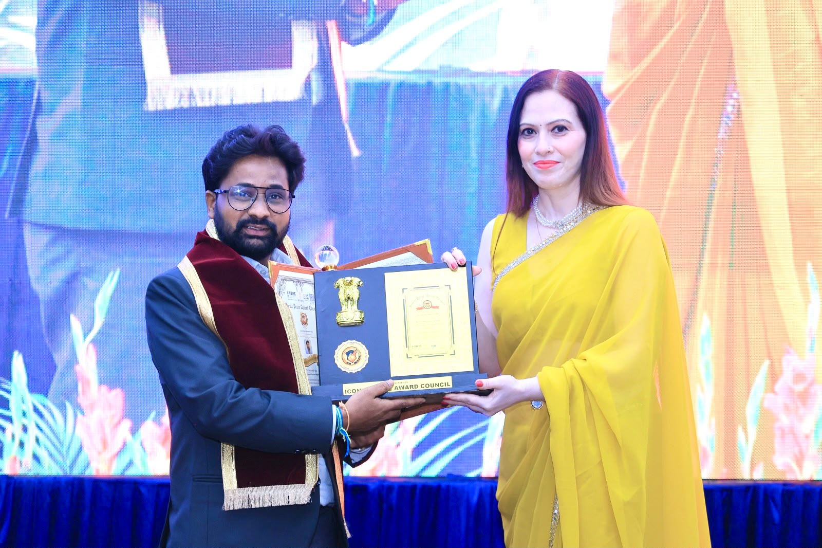Iconic Peace Award Council plaque presented to Dr. Prasanna Kumar Ballipagu